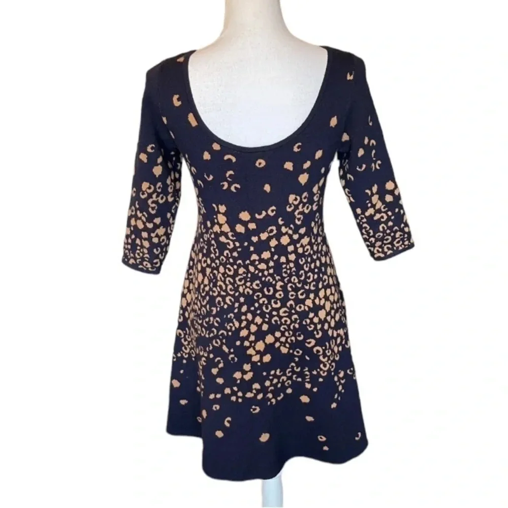 Anthropologie Dress Womens XS Maeve Sweater Animal Print Warm Scoop Back Y2K - Picture 11 of 15